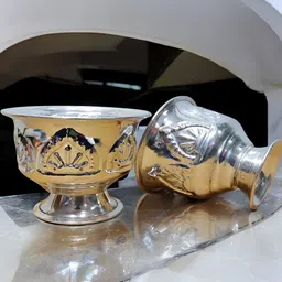 Sigaram Pooja Articles Silver-Toned 2 Pieces Kum Kum Bharani Cups image 2