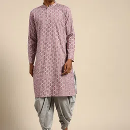KISAH Geometric Printed Mandarin Collar Kurta-picture-32