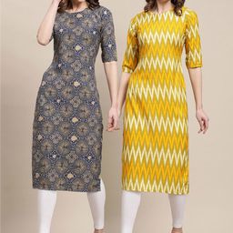 7threads KALINI Women Pack Of 2 Printed Block Print Summer Sheers Crepe Kurta-picture-15