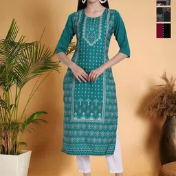 7Threads Women Ethnic Motifs Printed Sequinned Floral Crepe Kurta-picture-31