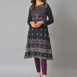 W Round Neck Floral Printed A-Line Kurta-image-62