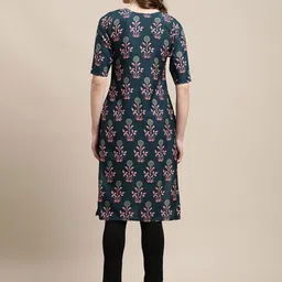 7Threads Women Ethnic Motifs Printed Sequinned Floral Crepe Kurta image 5