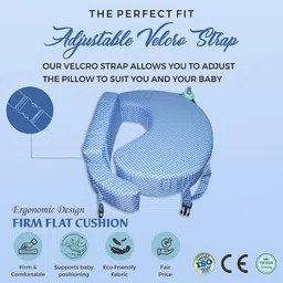 Oscar Home Nursing Pillow for Breastfeeding &Amp; Bottle Feeding, Enhanced Posture Support with Double Straps. Great for Breast Feeding Moms (Blue Polka Dot1) image 2