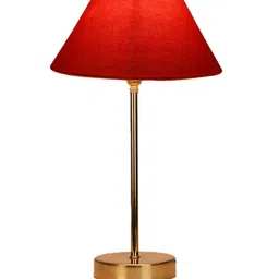 Devansh Orange-Colored & Gold-Toned Metal Table Lamp With Cotton Shade image 5