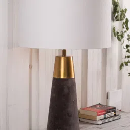 Grated Ginger Brown Cylindrical Contemporary Table Lamp with Shade-image-57