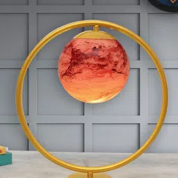 Homesake Red & Gold-Toned Textured Spherical Shaped Table Lamp-image-96
