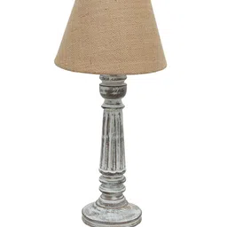 Homesake Traditional Country Beige & Brown Textured Antique Table Lamp & Jute Shade image 2