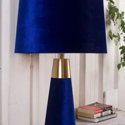 Grated Ginger Blue Velvet Table lamp with Shade image 5