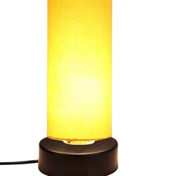 Devansh Yellow Cylindrical Cotton Shade Table Lamp image 3