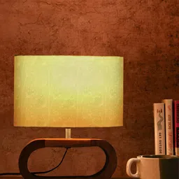 green girgit Sea Green Printed Wood Quirky Semi-Sphere Table Lamp image 5