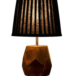 green girgit Black Solid Wooden Hexa Table Lamp image 5