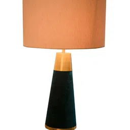 Grated Ginger White & Green Solid Cylindrical Wooden Table Lamp image 4