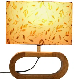 green girgit Brown Printed Wood Quirky Semi-Sphere Table Lamp image 3