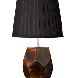 green girgit Black Solid Wooden Hexa Table Lamp image 4