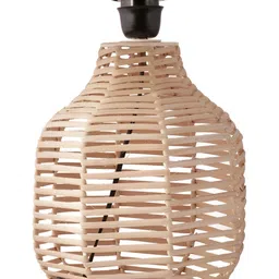 Decazone Cream-Coloured & Beige Cotton Cylindrical Shaped Table Lamp image 3