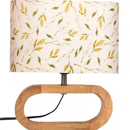 green girgit Brown Printed Wood Quirky Semi-Sphere Table Lamp image 5