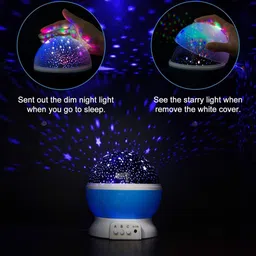 SKYLOFTS Kids Blue 360 Degree Projection Spherical Acrylic Table Lamp image 5