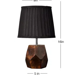 green girgit Black Solid Wooden Hexa Table Lamp image 3