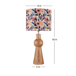 green girgit Peach Printed Wooden Skirt Table Lamp image 4