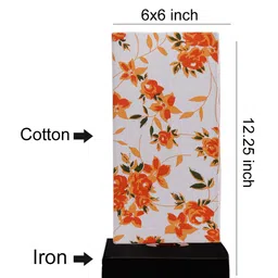 Devansh White &  Orange Printed Cotton Shade Table Lamp image 4