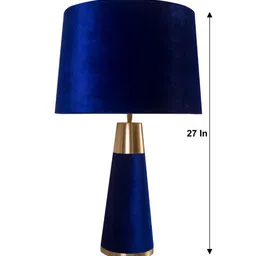 Grated Ginger Blue Velvet Table lamp with Shade image 4
