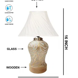 Devansh Off White Textured Glass Traditional Frusturical Shaped Table Lamp image 2