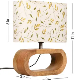 green girgit Brown Printed Wood Quirky Semi-Sphere Table Lamp image 4