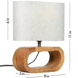 green girgit Sea Green Printed Wood Quirky Semi-Sphere Table Lamp image 2