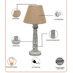 Homesake Traditional Country Beige & Brown Textured Antique Table Lamp & Jute Shade image 3