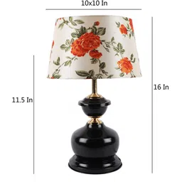foziq Black & White Floral Printed Table Lamp With Shade image 2