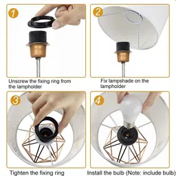 Homesake Black Solid Metal Wire Base with Fabric Lampshade image 4