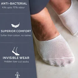 Heelium Men Solid Pack of 4 Odour Free Breathable Low Cut Bamboo No Show Socks image 3