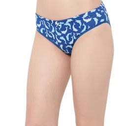 clovia Women's Cotton Low Waist Outer Elastic Bikini Panty - Blue image 2