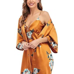 XPIOX Women Printed Nightdress With Robe image 4