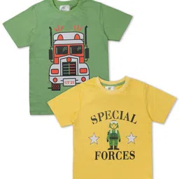 Growing Tree Kids Pack of 2 Green & Yellow Printed T-shirts-picture-47
