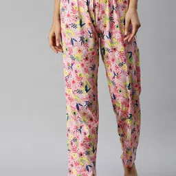Kryptic Women Relaxed Fit Printed Pure Cotton Lounge Pants-image-3