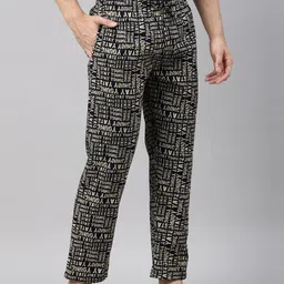 Joven Men Black & White Printed Pure Combed Cotton Lounge Pants image 5