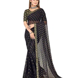 Aardiva Ethnic Woven Design Zari Pure Chiffon Saree-image-22