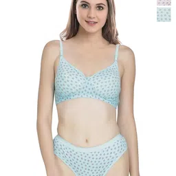 Aamarsh Pack Of 2 Printed Lightly Padded Cotton Bra With Briefs-picture-22