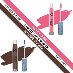 KINDED Set of 2 Vitamin E Matte Liquid Lip Colour 6 ml Each - Barbie Pink & Choco Brown-picture-33