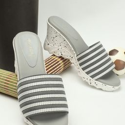 DressBerry Striped Open Toe Wedge Heels-picture-44