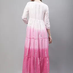 KALINI Striped & Embellished Tiered Maxi Ethnic Dress image 5