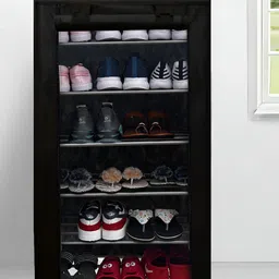 Urban Choice Black Metal 6-Tier Rectangle Shoe Rack-image-20