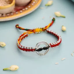 Kicky And Perky 925 Sterling Silver Enamel Moustache Rakhi-picture-55