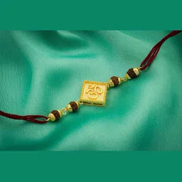 aadita Men Gold-Toned Kundan and Pearl Handmade Rakhi-picture-43