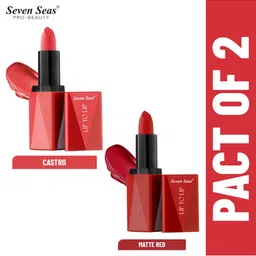 Seven Seas Set of 2 Lip To Lip Matte Lipstick - Castro 309 & Matte Red 312 image 2