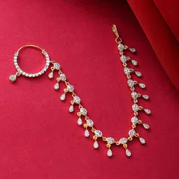 Yellow Chimes Gold-Plated & White AD-Studded Floral Nose Ring-picture-19