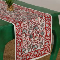 HANDICRAFT PALACE Multicoloured Floral Pure Cotton Block Print Table Runner-picture-29