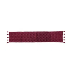 eyda Adults Unisex Maroon Solid Quilted Table Runner with Tassels image 3