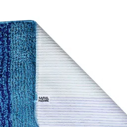Saral Home Blue Striped Microfibre Runner image 3